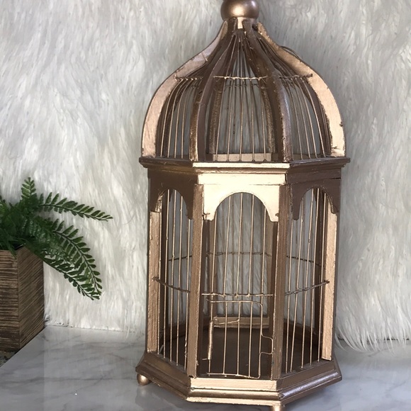 Other - Rose Gold Wooden Bird Cage
